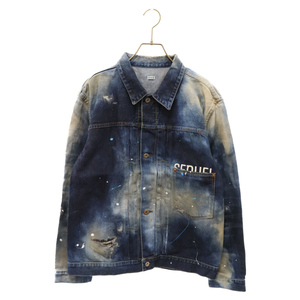 SEQUEL シークエル 21AW×FRAGMENT DESIGN DENIM JACKET フラグメントデザイン ペイント デニムジャケット インディゴ SQ-21AW-JK-10