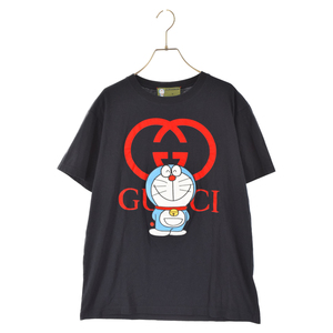 GUCCI グッチ 21SS ドラえもん刺繍 ロゴプリントTシャツ ブラック 615044 XJDIB