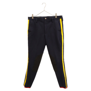 GUCCI グッチ Bi-stretch trousers サイドライン 裾ジップデザイン ストレッチ テーパードパンツ ネイビー 495694 Z7576