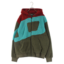 DIESEL ディーゼル 20AW S-ALDY SWEATSHIRT ロゴフリースフーディー ジップアップパーカー カーキ/レッド A00491-S-ALDY-0EAZR_画像1