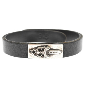 CHROME HEARTS クロムハーツ BRCLT CUFF PLATE ダガープレート レザーカフ ブレスレット ブラック