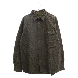 WTAPS ダブルタップス 12AW TRAD L/S リップストップレオパード柄 ミリタリー長袖シャツ カーキ 122GWDT-SHM02S