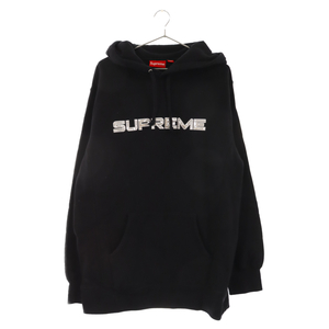 SUPREME シュプリーム 17SS Sequin Logo Hooded Sweatshirt スパンコール ロゴ フーディー プルオーバー パーカー ブラック