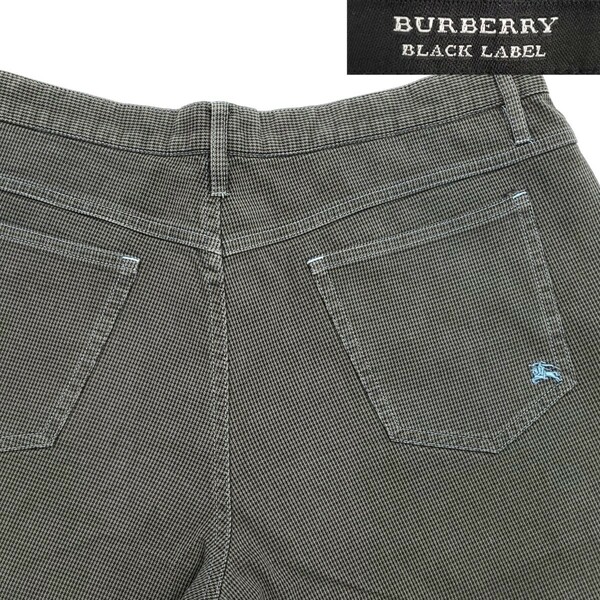 廃番ホース刺★BURBERRY BLACK LABEL★W31位76千鳥格子チェックパンツグレーバーバリーブラックレーベルジーンズ三陽商会正規品 SZP49