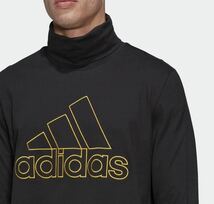 □新品【メンズL】黒 アディダス ゴルフにオススメ adidasモックネック ハイネックバッジオブスポーツ 長袖シャツ_画像3