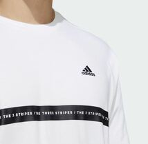 新品【メンズ3XL(2XO)】KN032 白ホワイト ゴルフにオススメadidas アディダス 背面BIGロゴ クルーネック長袖シャツ ヘビーウエイト_画像6