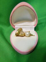 hf231111-001Q 　プラチナ 金　リング ８個セット ダイヤ 真珠 中古 ゴールド リング アクセサリー 高級 宝石_画像4