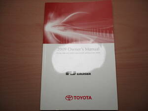 ▽F286 【希少】 US トヨタ 並行車 FJクルーザー 取扱説明書 取説 英語表記 2009年式で使用 全国一律送料520円