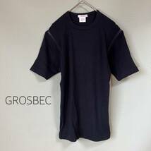 ◎GROSBEC 半袖Ｔシャツ Tシャツ 黒色 レディース サイズ40 Ｌサイズ相当 袖ジッパー付き シンプル 無地 コットン100％無地Ｔシャツ_画像1