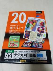 デジカメ印画紙　A4 20枚　Digio ナカバヤシ　ホームプリント　スマホ　プリンター　エプソン　キャノン　NEC EPSON CANON 送料無料　即決