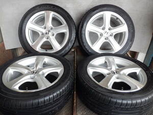 即決 ホンダ 純正 ストリーム アルミ 4本 16x6.5JJ(+45)PCD114.3-5穴 205/50R16 21年製 溝6mm /60(30)【5-32284】宅配不可(福通営業所止)