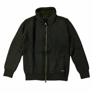 新品 未使用 タグ付き BURBERRY バーバリー ブラックレーベル ニット ジップアップジャケット カーキ系 ウール メンズ サイズ2