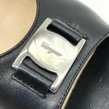 Salvatore Ferragamo フェラガモ ヴァラ リボン ミュール ヒール サンダル レザー ブラック 7 1/2Ｃ_画像5