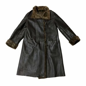 SHEARLING スペインラム シアリング コート ムートンコート ダークブラウン系 ラムレザー レディース 44 アウター