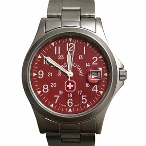 その他 SWISS MILITARY スイスミリタリー 3針カレンダー 6-413/6-513 赤文字盤 デイト メンズ腕時計