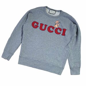 GUCCI グッチ クルーネックスウェット アニマルワッペン ピッグ グレー コットン レディース XS