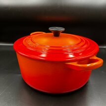 ★LE CREUSET ルクルーゼ 両手鍋 ココット・ロンド 22 3.3L 鋳物ホーロー鍋 オレンジ 他セット 食器_画像3