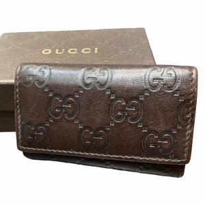 GUCCI グッチ シマ 6連キーケース 2184 ブラウン レザー キーケース