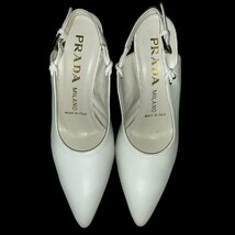 PRADA プラダ サンダルレザー シルバー金具 バックストラップ ヒール パンプス 38 ホワイト レザー_画像6