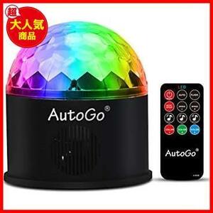 AutoGo ミラーボール ディスコライト 【9色RGB】LED ステージライト 舞台照明 リモコン付き 音声起動 多機能 水晶回転式ボールライト