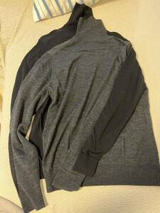 ユニクロ 薄手ウールタートルネックセーター L ブラック チャコールグレー 2枚セット 