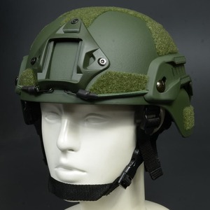 ヘルメット MICH2000タイプ 樹脂製 レールマウント NVGマウントベース付き [ グリーン ] プラスチックヘルメット