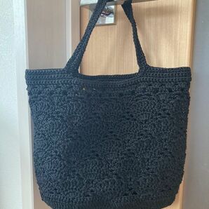 バイラス編みのミニトートバッグ　ブラック