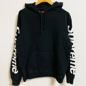 Supreme Sideline Hooded Sweatshirt Black White M 18ss 2018年 黒 ブラック ホワイト サイドライン サイドロゴ スウェット ボックスロゴ