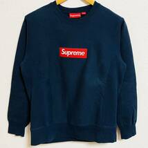 Supreme Box Logo Crewneck Navy Red S 15aw 2015年 紺 赤 ネイビー レッド ボックスロゴ クルーネック トレーナー スウェットシャツ_画像1