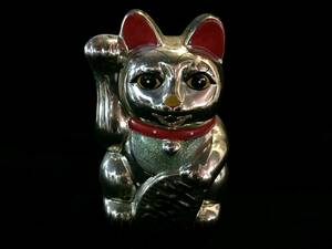 N1552-60/ 招き猫 金運 右手 商売繁盛 金色 貯金箱 21cm 陶磁器