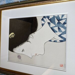 Art hand Auction [Reproducción] Yumeji Takehisa, Retrato de una mujer hermosa, grabado en madera, Cuadro, Ukiyo-e, Huellas dactilares, Retrato de una mujer hermosa