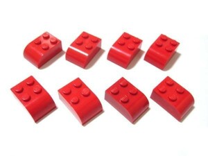 凸レゴ凸　%6215　2x3片側カーブブロック（赤）　8個