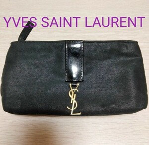 YSLゴールドチャーム付【イヴ・サンローラン YVES SAINT LAURENT】 化粧ポーチ/コスメポーチ★ノベルティ★非売品