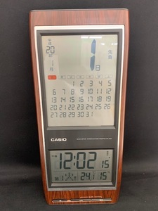 中古品 CASIO カシオ 電波時計 掛け時計 温湿度計 アンティーク レトロ風 カレンダー IDC-350J