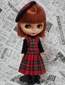 Doll Dressing ручная работа Neo Blythe размер . европейская одежда комплект кукла / наружный Fit / платье / в клетку One-piece / носки / шляпа / кукла одежда вязаный 