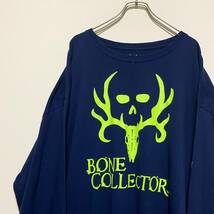 アメリカ古着　BONE COLLECTOR 長袖 Tシャツ ロンT　袖プリント　ネイビー　3XL ビッグサイズ　コットン　【Q109】_画像3