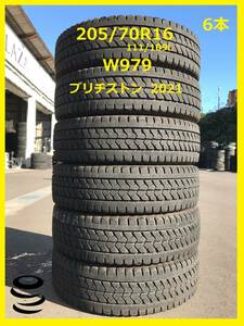 【M】安い 中古 ブリヂストン 205/70R16 W979 111/109L 6本セット 2021年製　スタッドレス 