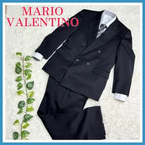 【極美品】MARIO VALENTINO 細襟 シングル セットアップ 黒 ジャケット スーツ フォーマルスーツ 上下　メンズ