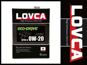 ■送料無料■LOVCA ECO-DRIVE 0W-20 4L■リピーター続出！数々のシーンで多くのユーザ達が品質を証明！100％全合成 ラブカ日本製■LED020-4