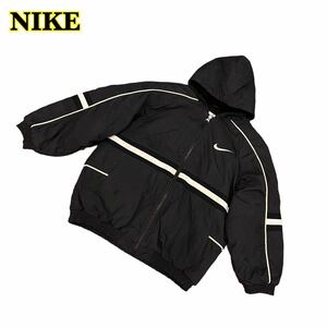 NIKE Nike cotton inside nylon jacket Zip Parker embroidery Kids M size [AY1455]