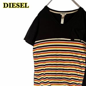 DIESEL ディーゼル　半袖Tシャツ　胸ポケット　ボーダー　Sサイズ　【AY1480】