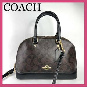 COACH コーチ ミニ シエラ サッチェル 2WAY ハンドバッグ ショルダー レディース ブラウン系 シグネチャー 