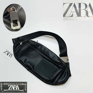 未使用品 ZARA ブラック クロスボディベルトバッグ メンズ レディース カジュアル ビジネス フォーマル レジャー バイク 黒 デイリー ザラ