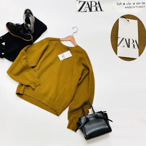 未使用品 /M/ ZARA ブラウン シームディテールニットスウェット レディース タグ カジュアル トップス フェミニン 大人可愛いデイリー ザラ