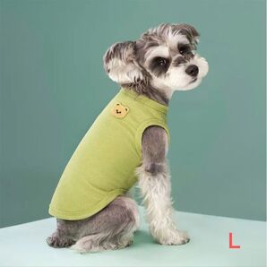 犬服 わんちゃんTシャツ 色くすみグリーン Lサイズ