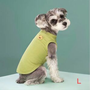 犬服　わんちゃんＴシャツ　色くすみグリーン　Ｌサイズ