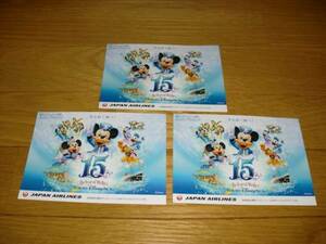 JAL×TDS15 годовщина * открытка *3 шт. комплект * Mickey * minnie * Дональд * Duffy * Shellie May * прочее 