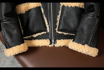 羊革 毛皮一体 スープスキン 馬革 フライトジャケット 稀少天然革 ブルゾン カーコート M～3XL_画像6