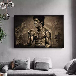 ブルースリー ポスター 70x50cm カンフー 武道 燃えよドラゴン グッズ 海外 雑貨 キャンバス 写真 アート Bruce Lee 34