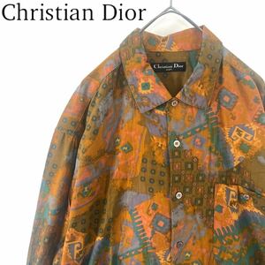 【送料無料】Christian Dior クリスチャンディオール　総柄　ヴィンテージ　シャツ　メンズ　ヴィンテージ　長袖　L